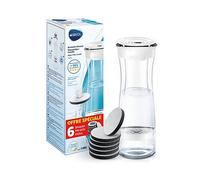 BRITA Bottiglia di filtro Bianca Grafite, riduce Cloro, Piombo e Altre impurità organiche per Acqua di Rubinetto Più Puro, 6 filtri MicroDisc Inclusi
