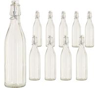 BOTTIGLIA IN VETRO COSTOLATA CON TAPPO DA 1 LT ACQUA OLIO VINO PZ 10