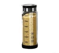 Bottiglia in vetro per condimenti, 250 ml/350 ml, dispenser controllabile, barattolo per alimenti, elegante organizer da cucina per sale e spezie (coperchio nero, 300 ml)