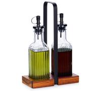 Bottiglia in vetro per olio e aceto con supporto, 2 x 190 ml, 3 pezzi.