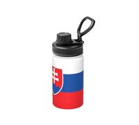 Bottiglia isolata in acciaio inox con coperchio con bandiera della Slovacchia, 350 ml, per sport, viaggi, ufficio, auto