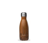 Qwetch - Bottiglia isolata in acciaio inox Legno - Marrone - 500ml - 24h fredda e 12h calda - impermeabile, senza BPA e riutilizzabile - per lo sport, i viaggi e l'ufficio