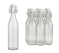 BOTTIGLIA LISCIA COSTOLATA IN VETRO ACQUA LIQUORE VINO TAPPO ERMETICO 1 Litro