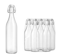 BOTTIGLIA LISCIA COSTOLATA IN VETRO ACQUA LIQUORE VINO TAPPO ERMETICO 1 Litro