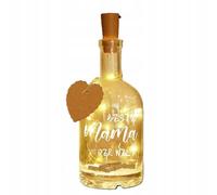 Bottiglia Luminosa LED Regalo Mamma Vetro Scritta Dedica Cuore Luce Calda Pile