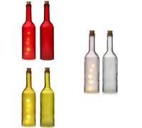 Bottiglia luminosa rossa gialla trasparente con led in vetro con manico set2 dec