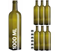 BOTTIGLIA MARASCA in VETRO VERDE UVAG per OLIO LIQUORE 1000 ml + TAPPO DOSATORE
