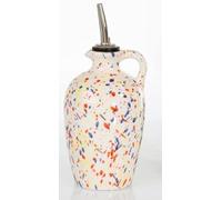 Bottiglia olio in Ceramica con Manico,Oliera da Tavolo Dipinta a Mano con Tappo Versaolio Salvagoccia dim.18 alt. 8 diametro modello (076)