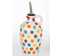 Bottiglia olio in Ceramica con Manico,Oliera da Tavolo Dipinta a Mano con Tappo Versaolio Salvagoccia dim.18 alt. 8 diametro modello (072)