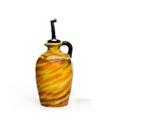 Bottiglia olio in Ceramica con Manico,Oliera da Tavolo Dipinta a Mano con Tappo Versaolio Salvagoccia dim.18 alt. 8 diametro modello (079)