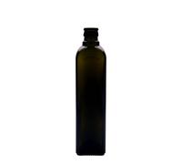 Bottiglia per aceto/olio 'Quadra' 500 ml, vetro, quadrata, verde antico, bocca: DOP