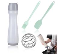 Bottiglia per Bagna Torte con Spazzola in Silicone, Cucchiaio, Pallina per Miscelare 1 Bottiglia Grigia, Design Unico, Facile da Pulire, Ideale per Pancake e Condimenti