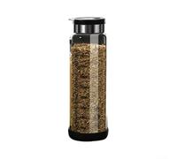 Bottiglia per condimento da cucina in vetro per una gestione sicura e facile delle spezie (coperchio nero - 450 ml)