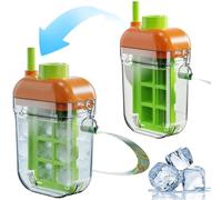 Bottiglia per cubetti di ghiaccio 2 in 1 con cannuccia, bottiglia d'acqua portatile a prova di perdite e stampo per cubetti di ghiaccio, tazza in silicone per rinfrescare le bevande estive, compagno