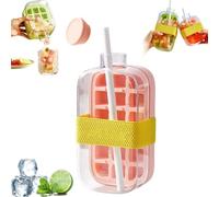 Bottiglia per Cubetti di Ghiaccio 2 In 1, Stampo Verticale per Cubetti di Ghiaccio con Cannuccia, a Rilascio Facile, per Bevande Estive, Cocktail(#D,800ml)