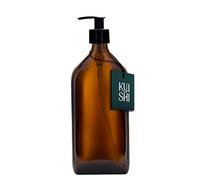 Bottiglia per dispenser di sapone rettangolare in vetro marrone ambrato Kuishi con pompa in plastica nera, bottiglia ricaricabile senza BPA, dispenser per sapone dal design rettangolare