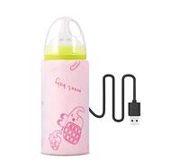 Bottiglia per il latte da viaggio portatile Borsa scaldabiberon USB costante Controllo accurato della temperatura per tutte le bottiglie, a casa e in viaggio (Rosa)