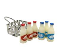 Bottiglia per il latte in miniatura con cestino Mini casa Accessori alimentari per la decorazione della scena della casa delle bambole Mini bevanda per la delle bambole