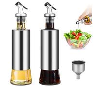 Bottiglia per Olio Set Olio Aceto Bottiglie Per Olio In Acciaio Inox, Con Beccuccio Versatore e Imbuto, Utilizzato Per Grigliare, Cuocere Al Forno e Insalate. 300 Ml*2, Parole non stampate