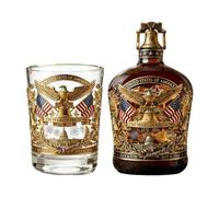 Bottiglia per whisky americano, capacità 350 ml, 1776-2026, set di bicchieri da whisky patriottici per liquori e whisky, per collezionisti, festa 'indipendenza, casa, bar e feste