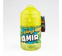 Bottiglia personalizzata per bambini, borraccia con cannuccia - Super Amir