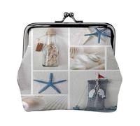 Bottiglia Seashell Sea Star Lighthouse Print Vintage Leather Change Purse Elegante Piccolo Portamonete per le Donne Portafoglio Mini