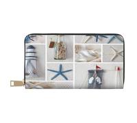 Bottiglia Seashell Starfish Lighthouse Lungo Ecopelle Pochette Chic Elegante Portafogli da donna per donne moderne Porta carte di grande capacità e tasche organizer Borsa durevole per i viaggi di