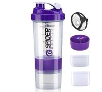 Bottiglia shaker per proteine a 3 strati da 600 ml con sfera di miscelazione in acciaio, a prova di perdite e senza BPA, borraccia sportiva con scomparto per integratori, design facile da pulire per