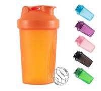 Bottiglia shaker per proteine in polvere, in plastica, per allenamento, 400 ml, con tappo a tenuta stagna, per fitness, sport, palestra, integratori (arancione)