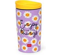 Legami - Vacuum Tumbler Hot & Cold, Bicchiere Termico, leggero e resistente, Tappo con Chiusura Ermetica, in Accaio Inox, Capacità 275 ml, per Tutti i Tipi di Bevanda, Tema Daisy