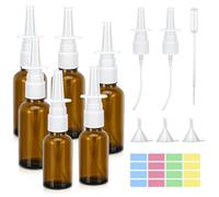 Bottiglia spray nasale vuota,6 flaconi flaconi spray nasali in vetro,30 ml e 20 ml nebulizzatore ricaricabile,con ugelli,etichette vuote,imbuto,cannuccia,per profumo,oli essenziali,soluzione salina