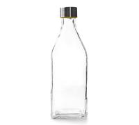 Bottiglia + Tappo Acciaio 1 L Ø 8,8X25,8 Cm Trasparente Cristal - 12 Unità