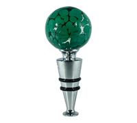 Bottiglia Tappo Murano Vetro Verde Argento Vino Prosecco Venezia Scatola Regalo