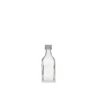 Bottiglia tascabile da 20 ml, rettangolare, vetro, bocca: PP 18