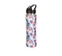 Bottiglia termica 500 ml con cannuccia fiori tropicali in acciaio