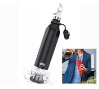 IDRINK® - b-evo Bottiglia termica rivoluzionaria, 3 pareti, bottiglia in acciaio inossidabile con doppio tappo, 500 ML (PAVONE LEONARDO)