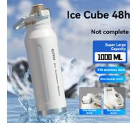 Bottiglia thermos da 1 litro in acciaio inossidabile, tazze ghiacciate e termicamente, escursionismo, ciclismo, fitness, boccette sottovuoto con manico