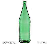BOTTIGLIA VETRO 1 Lt. MODELLO MINERALE VERDE PER TAPPO A CORONA CONF. 20 Pz.