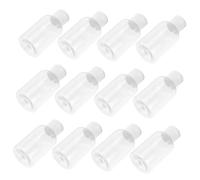Bottiglia Viaggio 50ml in Plastica Bianca, Set 12 Pezzi | Alta Trasparenza, Comprimibile e Perdite, per Viaggio, Gel Elimenti, Uso Quotidiano Colore Casuale