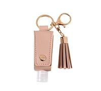 Bottiglia vuota portatile da 30 ml Bottiglia da viaggio in plastica per disinfettante per le mani con nappe Portachiavi in pelle Pu Portabottiglie disinfettanti per le mani