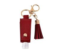 Bottiglia vuota portatile da 30 ml Bottiglia da viaggio in plastica per disinfettante per le mani con nappe Portachiavi in pelle Pu Portabottiglie Bottiglie disinfettanti per le mani