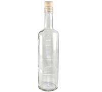 Bottiglia Yara Vetro Trasparente Varie Dimensioni Cilindrica Liscia Stretta Tappo Classica Resistente Versatile Vino Acqua Liquore (700ml)