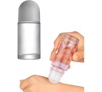 Bottiglie a rullo vuote in vetro da 50 ml, con sfera roll-on in plastica, contenitori a prova di perdite, sfera da massaggio con tappo, per oli essenziali, profumi, cosmetici (bianco)