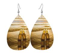 Bottiglie Birra Spiaggia Tramonto Tempo Orecchino In Pelle Per Le Donne Orecchini A Goccia Orecchini In Pelle Alla Moda Orecchini Pendenti Gioielli Regali Per Mamma Moglie