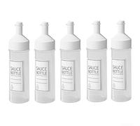 Bottiglie da spremere, confezione da 5 dispenser in plastica bianca a prova | Il design a bocca larga consente un facile riempimento e una pulizia rapida per cucinare in cucina, picnic e barbecue.