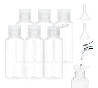 Bottiglie da viaggio 100 ml, 6 flaconi liquidi da riempire con 2 piccoli imbuti, Contenitori di plastica trasparente, bottiglie per cosmetici, gel doccia, shampoo lozione