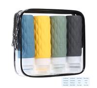 Bottiglie da Viaggio 100ml in Silicone,Bottiglie da viaggio ricaricabili di shampoo,bagnoschiuma e lozione con sacchetto per liquidi della compagnia aerea,Approvato dalla TSA, senza BPA