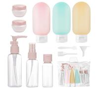Bottiglie da viaggio, 11 pezzi set portatile da riempire Set di bottiglie di plastica flaconi viaggio ricaricabili Kit Contenitori da Viaggio Flaconi con Custodia per Shampoo, Liquidi and Lozione.