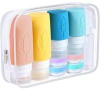 Bottiglie da viaggio da riempire, 17 bottiglie da viaggio in silicone, a prova di perdite, essenziali e shampoo da viaggio, senza BPA, pratico set di bottiglie da viaggio per lozione, gel doccia