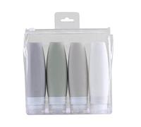 Bottiglie da viaggio in silicone ricaricabili per balsamo, lozioni, sapone, uomini e donne, 4 x 90